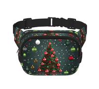 Sac banane avec rallonge pour homme et femme avec poches zippées Motif sapin de Noël et boules, noir, One Size