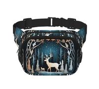 Sac banane avec rallonge pour homme et femme avec poches zippées Motif sapin de Noël, noir, One Size
