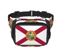 Sac banane avec rallonge pour homme et femme Motif drapeau de la Floride avec poches zippées, noir, One Size