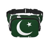 Sac banane avec rallonge pour homme et femme Motif drapeau du Pakistan avec poches zippées, noir, One Size