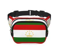 Sac banane avec rallonge pour homme et femme Motif drapeau du Tadjikistan avec poches zippées, noir, One Size