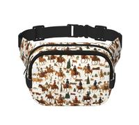 Sac banane avec sangle réglable et double couche Motif cheval de cowboy Unisexe