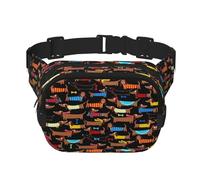Sac banane avec sangle réglable et imprimé teckels avec inscription « I Love My Dog » - Noir, noir, One Size