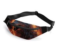 Sac banane avec sangle réglable - Motif loup entouré de feu - Sac à bandoulière léger - Mini sac banane mains libres pour la course à pied ou la salle de sport