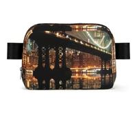 Sac banane avec sangle réglable, New York Manhattan Bridge Night, One Size | Sac banane imprimé New York Manhattan Bridge Night pour la randonnée, la course à pied, homme et femme