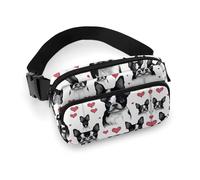Sac banane avec sangle réglable pour l'entraînement en plein air, les voyages, la course décontractée, le terrier de Boston, Boston Terrier Cœur Chien, 20x13cm
