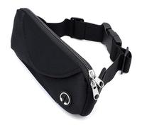 Sac banane avec sangle réglable pour randonnée, sac banane imperméable pour homme et femme, sac banane de course avec trou pour écouteurs pour promener le chien, gym, cyclisme, marathon, Noir , Taille
