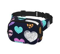 Sac banane avec sangle réglable pour voyage, marche, course à pied, randonnée, cyclisme, motif cœurs gribouillis pour la Saint-Valentin