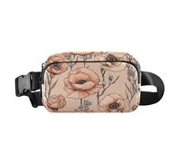 Sac banane avec sangle réglable, sac à bandoulière pour homme et femme, motif fleurs, œillets zinnia, pivoines, bleu roi, grande capacité, portefeuille de voyage pour le shopping, le sport, le travail