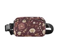Sac banane avec sangle réglable, sac à bandoulière pour homme et femme, motif fleurs, œillets zinnia, pivoines, bleu roi, grande capacité, portefeuille de voyage pour le shopping, le sport, le travail