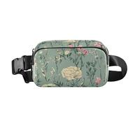 Sac banane avec sangle réglable, sac à bandoulière pour homme et femme, motif fleurs, œillets zinnia, pivoines, bleu roi, grande capacité, portefeuille de voyage pour le shopping, le sport, le travail