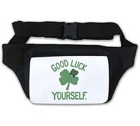 Sac banane avec trèfle à quatre feuilles Inscription Good Luck Yourself Make Your Own Blanc