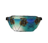 Sac banane Beach Coconut Sunshine imprimé avec grande capacité et double poches, adapté pour les voyages et le sport.