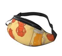 Sac Banane Beer and Crawfish Pattern Printing Fanny Pack Durable Sac De Ceinture Sport Waist Pack pour Voyage Camping Cyclisme