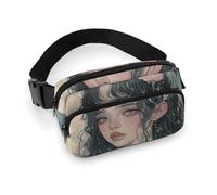 Sac banane « Behind Me Is The Moon » pour homme et femme - Sac banane imperméable avec ceinture réglable - Sac banane décontracté pour le sport, la course à pied, le cyclisme - Blanc - 20 x 13 cm,