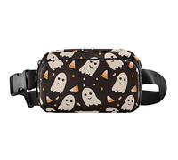 Sac banane beige Ghosts noir étanche pour femme, sac banane mignon à bandoulière, fantômes beiges noirs, 20,3 x 13,5 x 5,8 cm, drôle mignon, fantômes beiges noirs, 20,3 x 13,5 x 5,8 cm, drôle mignon