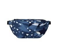 Sac banane bleu Killer Whale. Grande capacité, imperméable et résistant à la poussière, fermeture éclair sécurisée, convient pour les voyages et les activités de plein air, noir, taille unique