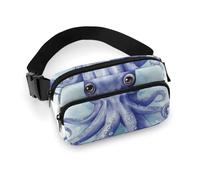 Sac banane bleu Little Octopus pour homme et femme avec sangle réglable pour voyage, sport, randonnée, petite pieuvre bleue, 20 x 13 cm, tour de taille, Petite pieuvre bleue, 20x13cm, Sac banane