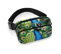 Sac banane bleu paon pour homme et femme - Sac banane réglable et décontracté pour voyage, sport, randonnée, blanc, 20,1 x 13 cm, blanc, 7.9x5.1inches