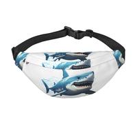 Sac banane bleu requin pour homme et femme, sac banane tendance, sac de poitrine réglable, noir, taille unique, Noir , Taille unique