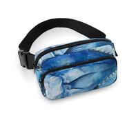 Sac banane Blue Fish pour homme et femme - Réglable - Style décontracté - Pour voyage, sport, randonnée - Blanc - 20,1 x 13 cm, blanc, 7.9x5.1inches