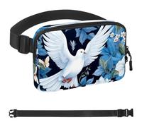 Sac banane Blue Flower Series White Pigeon pour homme et femme, sac banane pour voyage, marche, course à pied, randonnée, cyclisme, Multicolore 01., 1.5x9.0x5.9in/4x23x15cm
