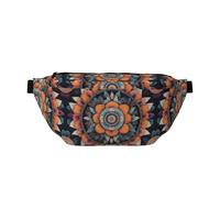 Sac banane bohème mandala coloré à fleurs - Pochette de voyage polyvalente et compacte pour un rangement mains libres, noir, One Size