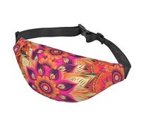 Sac banane bohème mandala coloré à fleurs pour homme et femme, sac banane imperméable avec ceinture réglable, sac à bandoulière décontracté, sac banane de voyage pour le sport, la course à pied, le