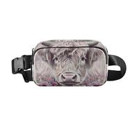 Sac banane bohème pour femmes, hommes, adolescents, résistant à l'eau, avec sangle réglable pour le shopping, le sport, le travail, Boho Écosse vache pêche, 1 size