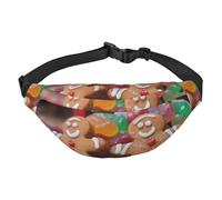 Sac banane bonbon bonhomme en pain d'épice pour homme et femme, sac banane à bandoulière pour tous les jours, sac banane avec sangle réglable, sac de poitrine décontracté pour la randonnée en plein