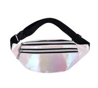 Sac Banane Brillant Sac banane holographique for femmes, 1 pièce, sac de taille holographique, PU voyage de plage, banane hanche, sacs de taille à fermeture éclair, sac de ceinture for filles Pour Voy