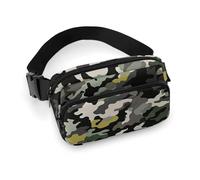 Sac banane camouflage abstrait pour homme et femme - Sac banane réglable et décontracté pour voyage, sport, randonnée, blanc, 20,1 x 13 cm, blanc, 7.9x5.1inches