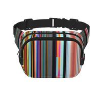 Sac banane carré à double couche avec lignes verticales irrégulières pour activités de plein air telles que le sport, les voyages, la randonnée, le cyclisme, Noir , Taille unique