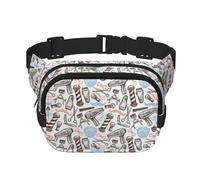 Sac banane carré avec motif imprimé pour barbier - Pour entraînement, randonnée, course à pied, voyage, gym, jolie fermeture éclair tendance