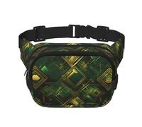 Sac banane carré double couche à carreaux noir et vert avec sangle réglable pour activités de plein air, noir, taille unique, Noir , Taille unique