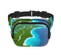 Sac banane carré double couche An island in the ocean - Sac banane unisexe partout pour la course, les voyages, la randonnée, le fitness, noir, taille unique, Noir/blanc, One Size