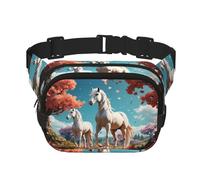 Sac banane carré double couche avec bandoulière réglable - Idéal pour les sports de plein air - Blanc, noir, One Size