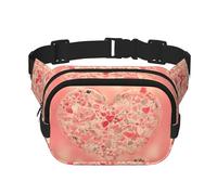 Sac banane carré double couche avec cœur rouge et fleurs - Sac banane unisexe partout pour la course, les voyages, la randonnée, le fitness, noir, taille unique, Noir/blanc, One Size