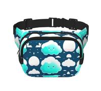 Sac banane carré double couche avec deux nuages timides pour les activités de plein air telles que le sport, les voyages, la randonnée, le cyclisme, Noir , Taille unique
