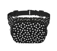 Sac banane carré double couche avec empreintes de pattes - Mini ceinture réglable - Pour exercice, course à pied, voyage, randonnée, noir, One Size
