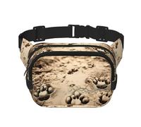 Sac banane carré double couche avec empreintes de pattes - Mini ceinture réglable - Pour exercice, course à pied, voyage, randonnée, noir, One Size