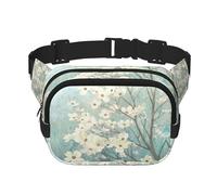 Sac banane carré double couche avec impression intégrale, tissu sergé durable, sac banane multi-poches pour sports de plein air, voyage