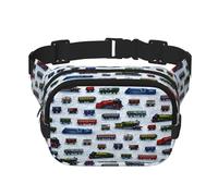 Sac banane carré double couche avec motif de voitures de train, sac à bandoulière, sac de taille pour course à pied, voyage, randonnée, Noir , Taille unique