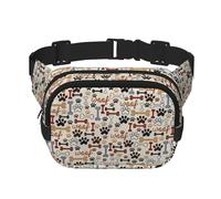 Sac banane carré double couche avec motif os et pattes - Sac de poitrine - Sac à bandoulière pour course à pied, voyage, randonnée, Noir , Taille unique