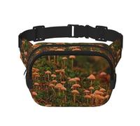 Sac banane carré double couche champignon sauvage sac de poitrine sac à bandoulière sac de course à pied voyage randonnée, Noir , Taille unique