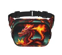 Sac banane carré double couche Dragon King in Fire - Sac banane unisexe partout pour la course, les voyages, la randonnée, le fitness, noir, taille unique, Noir/blanc, One Size