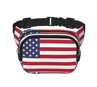 Sac banane carré double couche drapeau américain avec sangle réglable pour activités de plein air, noir, taille unique, Noir , Taille unique