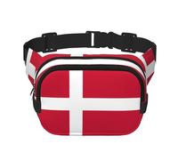 Sac banane carré double couche drapeau danois / sangle réglable au niveau de la poitrine, pour voyage, entraînement, course à pied, imprimé avec