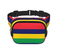 Sac banane carré double couche drapeau de l'île Maurice avec sangle réglable pour voyage, entraînement, course à pied, imprimé