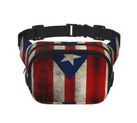 Sac banane carré double couche drapeau de Porto Rico avec sangle réglable, course à pied, voyage, randonnée, Noir , Taille unique